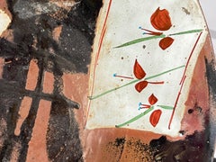 Dan Gauthier Stoneware Slip Decorated Mashiko Iron and Enamel Decorated Charger