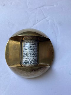 Dan Givon, Mezuzah with Case and Roll in Brass, Signed, Dated