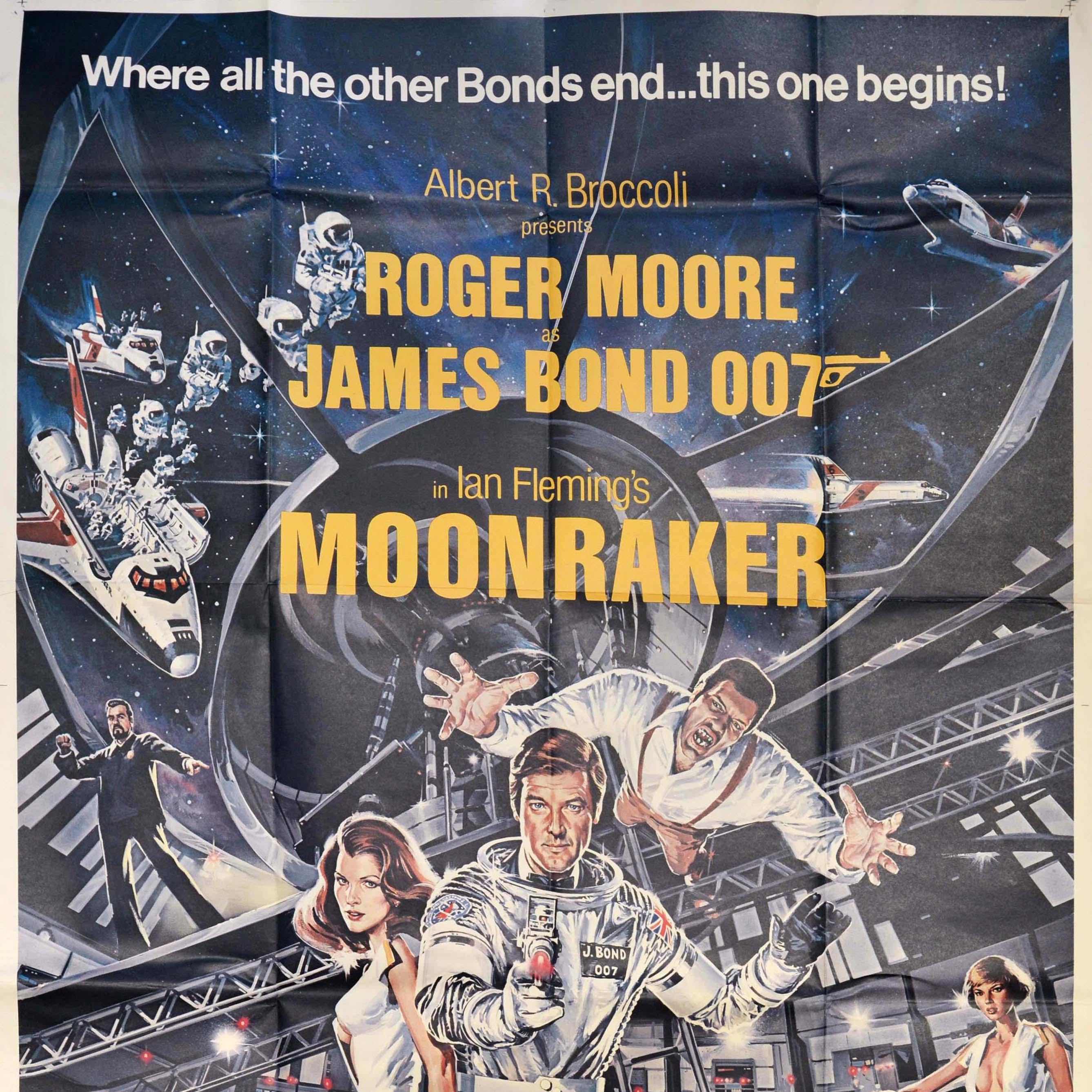 Original Vintage Cinema Poster James Bond Moonraker Roger Moore Dan Goozee Spy 1