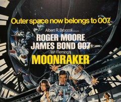 Original Vintage James Bond Film Poster Moonraker Outer Space Now Belongs To 007