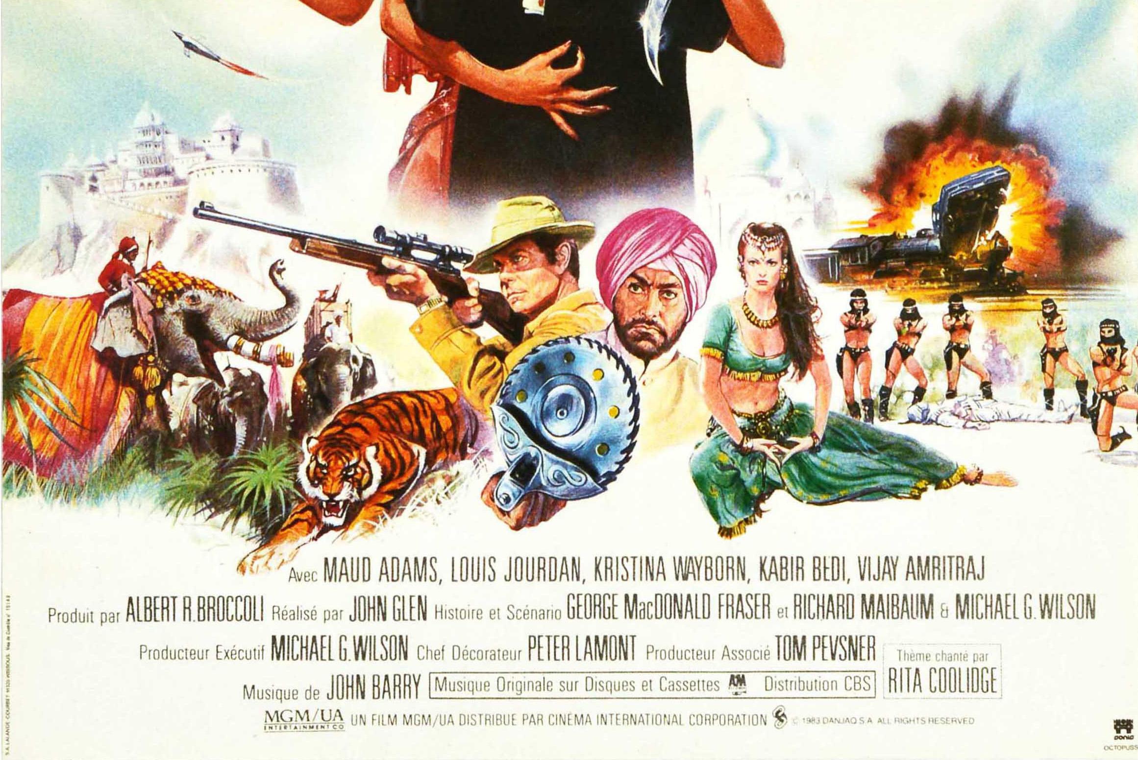 Original vintage movie poster for the French release of the James Bond 007 film Octopussy - Le Meilleur de Bond! / The Best of Bond! - directed by John Glen and starring Roger Moore in the lead role with Maud Adams, Louis Jourdan, Kristina Wayborn