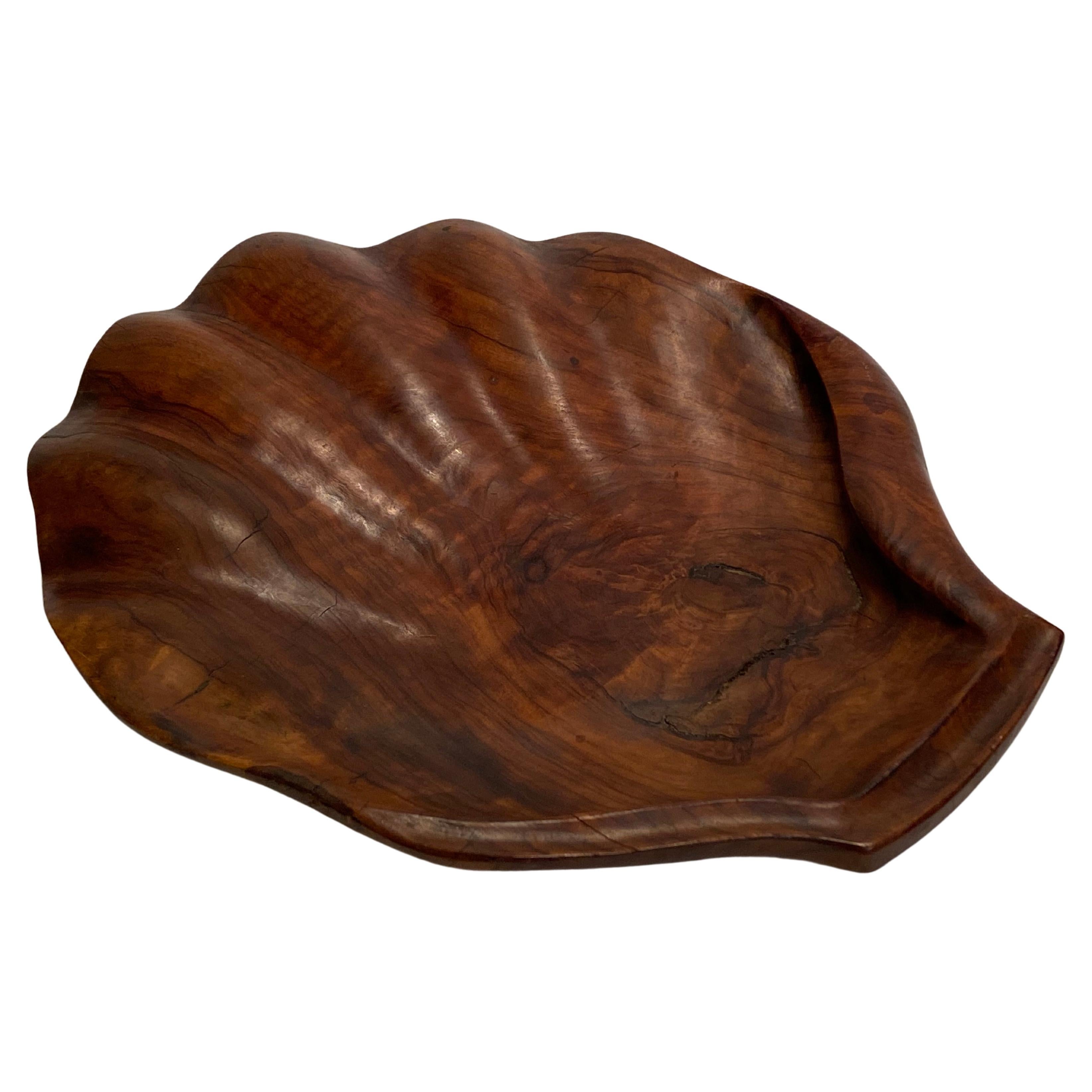 Dan Harner Scallop Shell Carved Wood Catch All For Sale