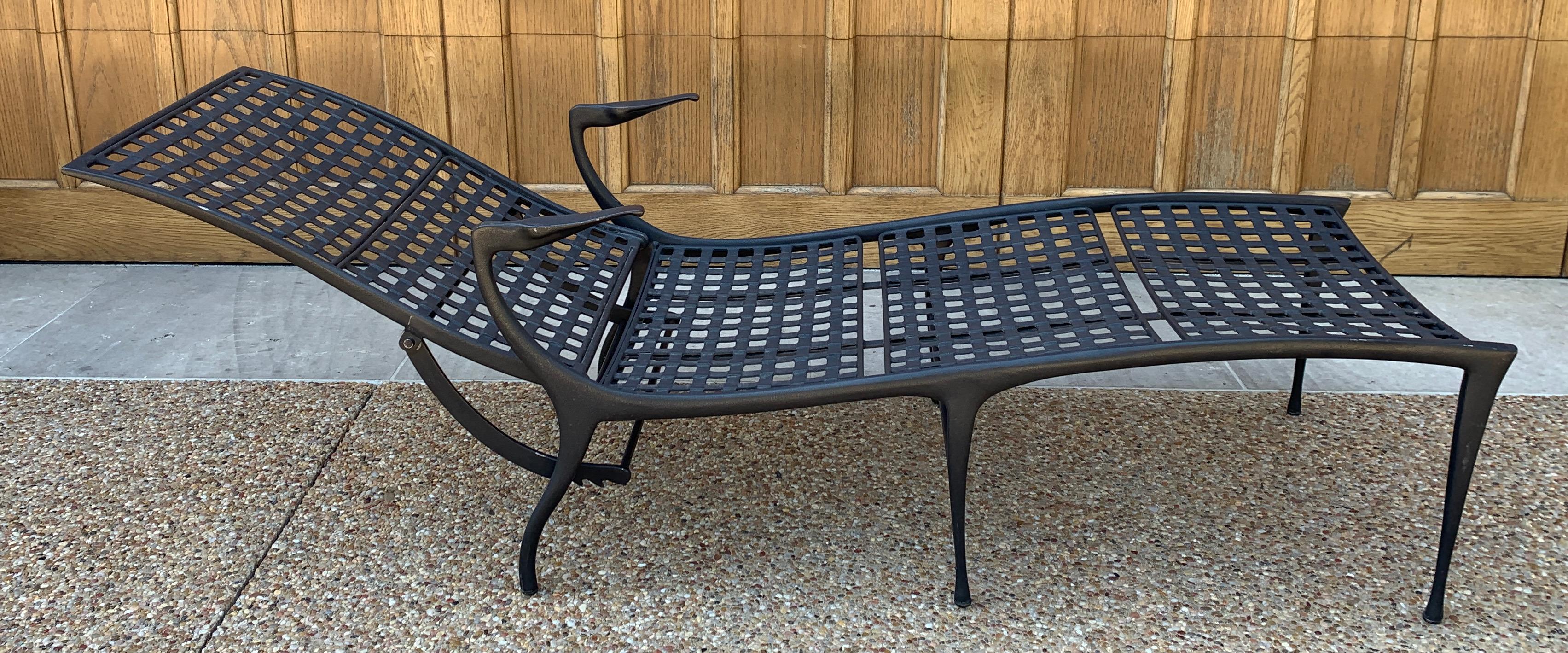 Dan Johnson Aluminum Chaise Lounge by Brown Jordan For Sale 3