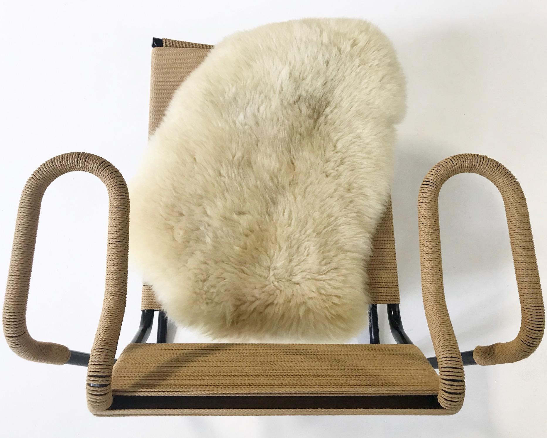 Dan Johnson for California Living Model 2750 Lounge Chair with Sheepskin In Excellent Condition In SAINT LOUIS, MO
