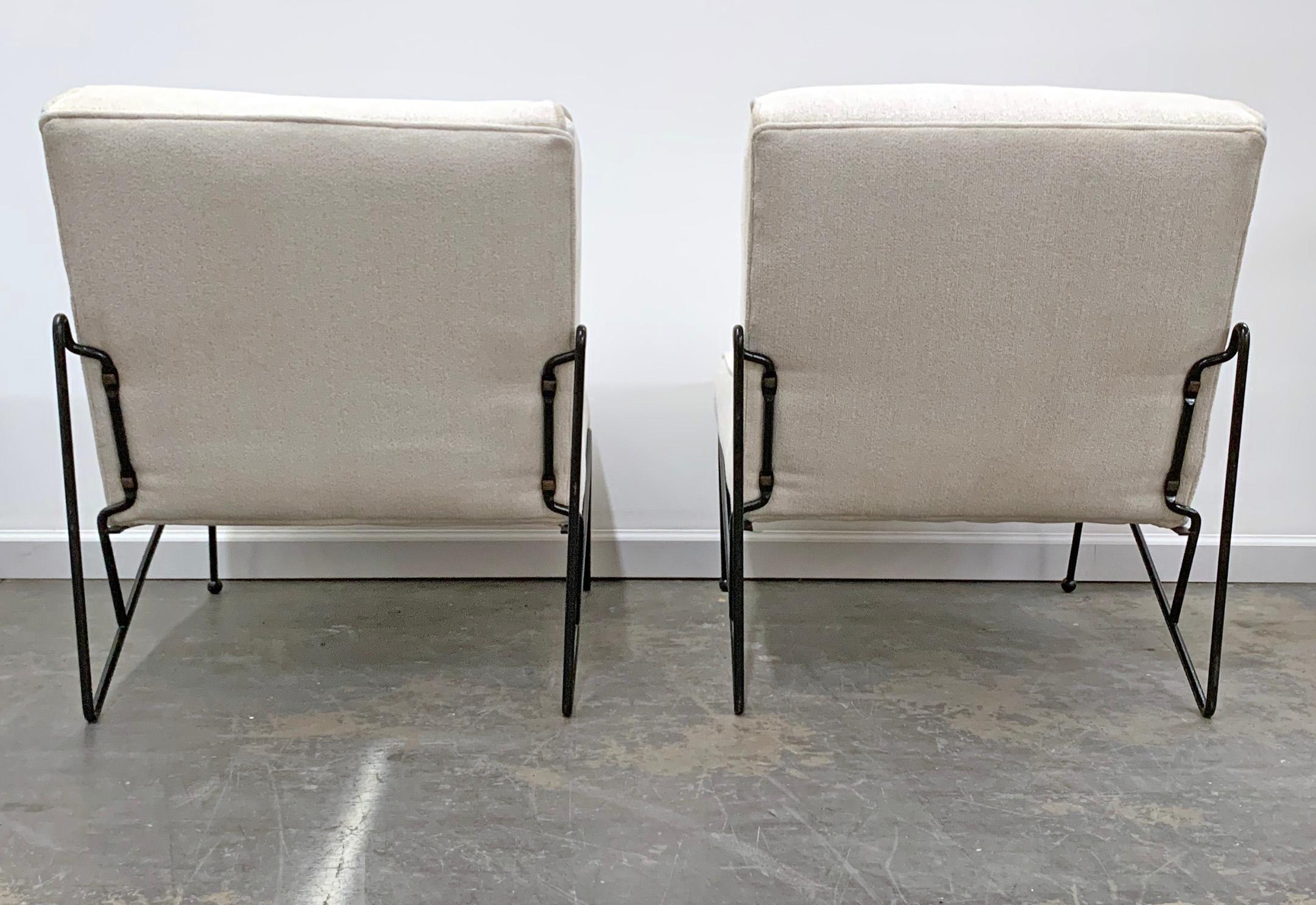 Mid-20th Century Dan Johnson for Pacific Iron Lounge Chairs, a Pair