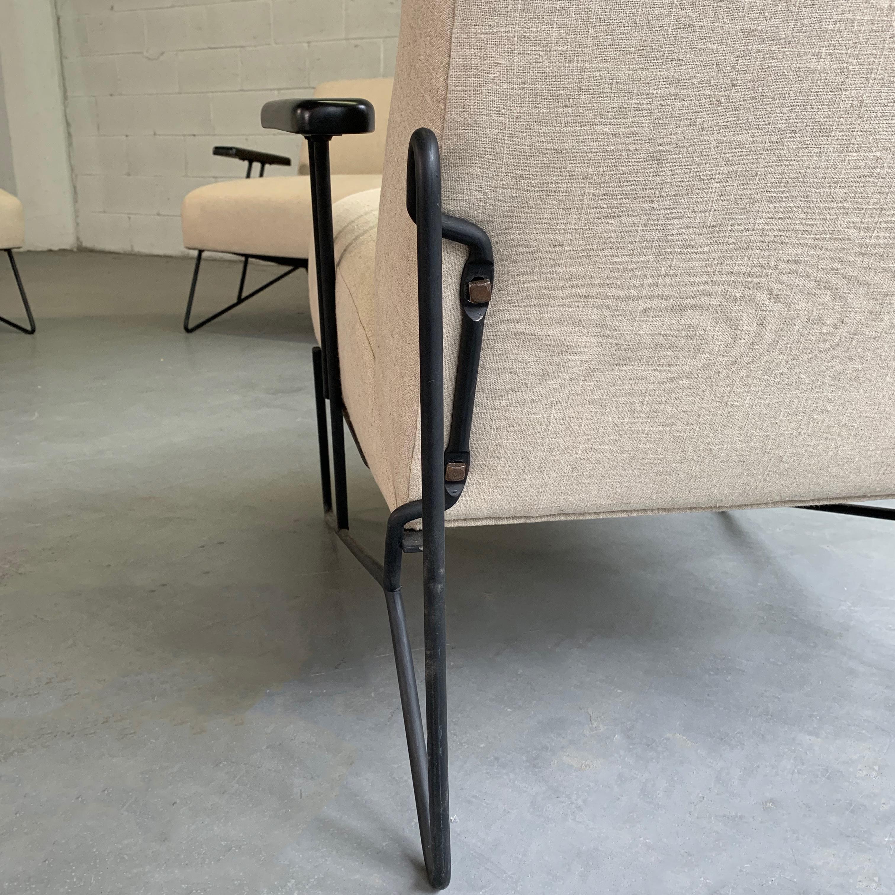 Dan Johnson for Pacific Iron Settees and Lounge Chair Set 4