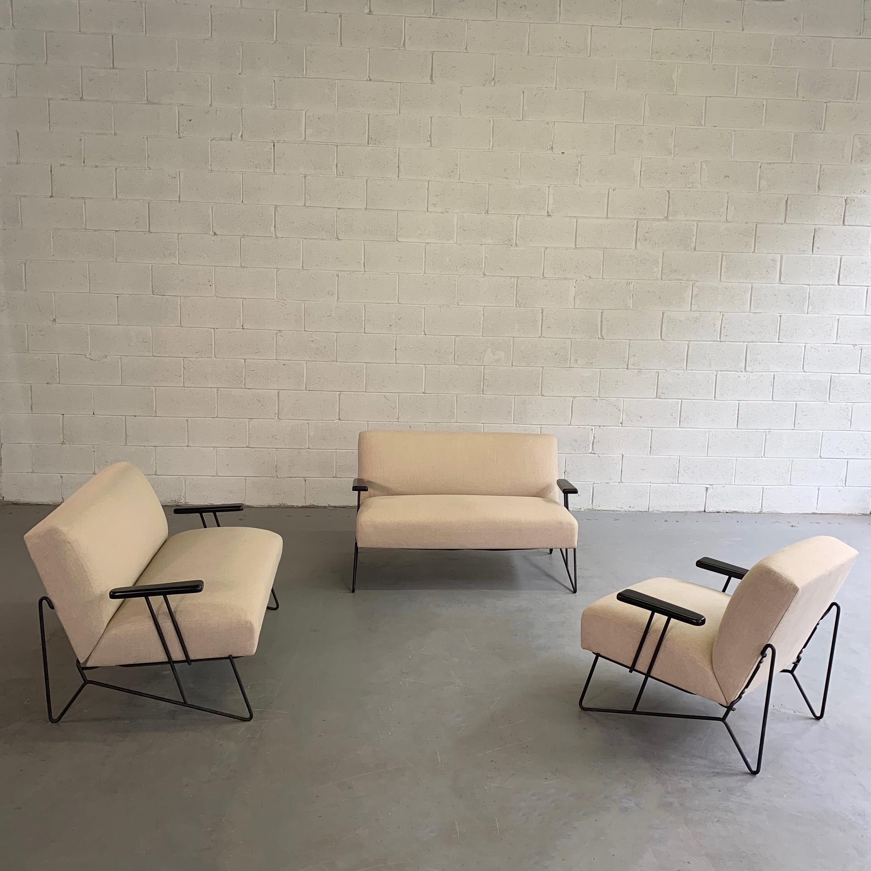 Mid-Century Modern Dan Johnson for Pacific Iron Settees and Lounge Chair Set