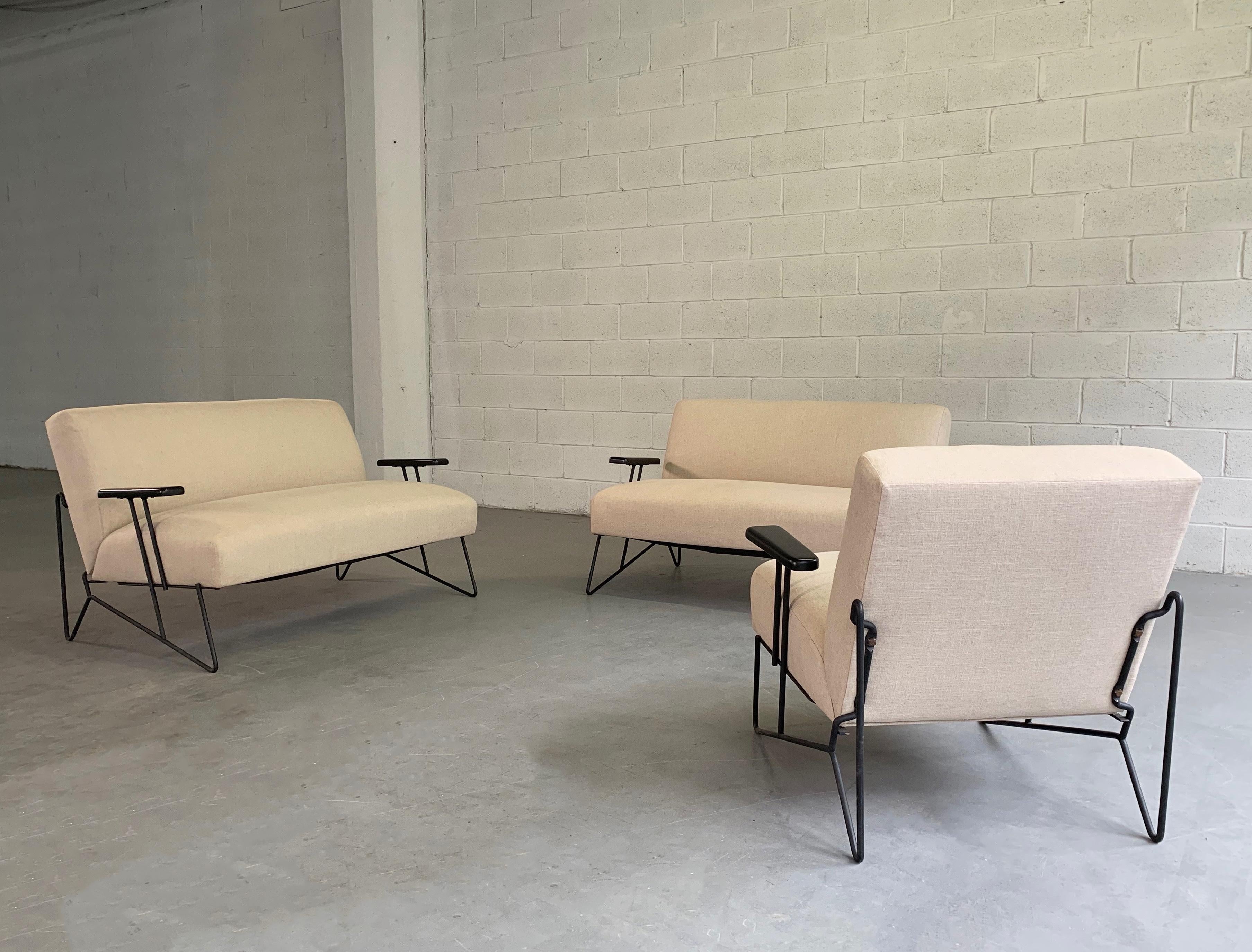 American Dan Johnson for Pacific Iron Settees and Lounge Chair Set