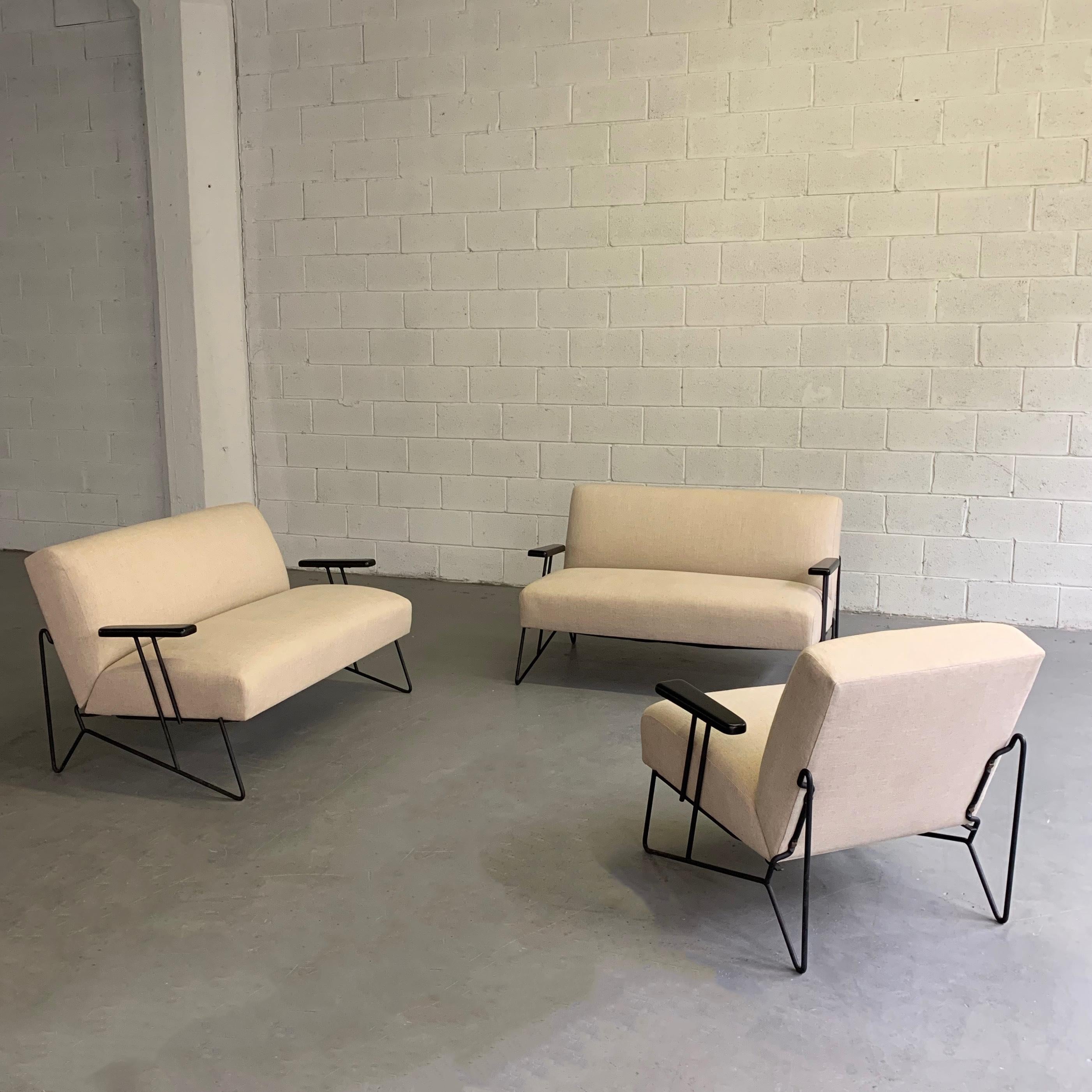 20th Century Dan Johnson for Pacific Iron Settees and Lounge Chair Set