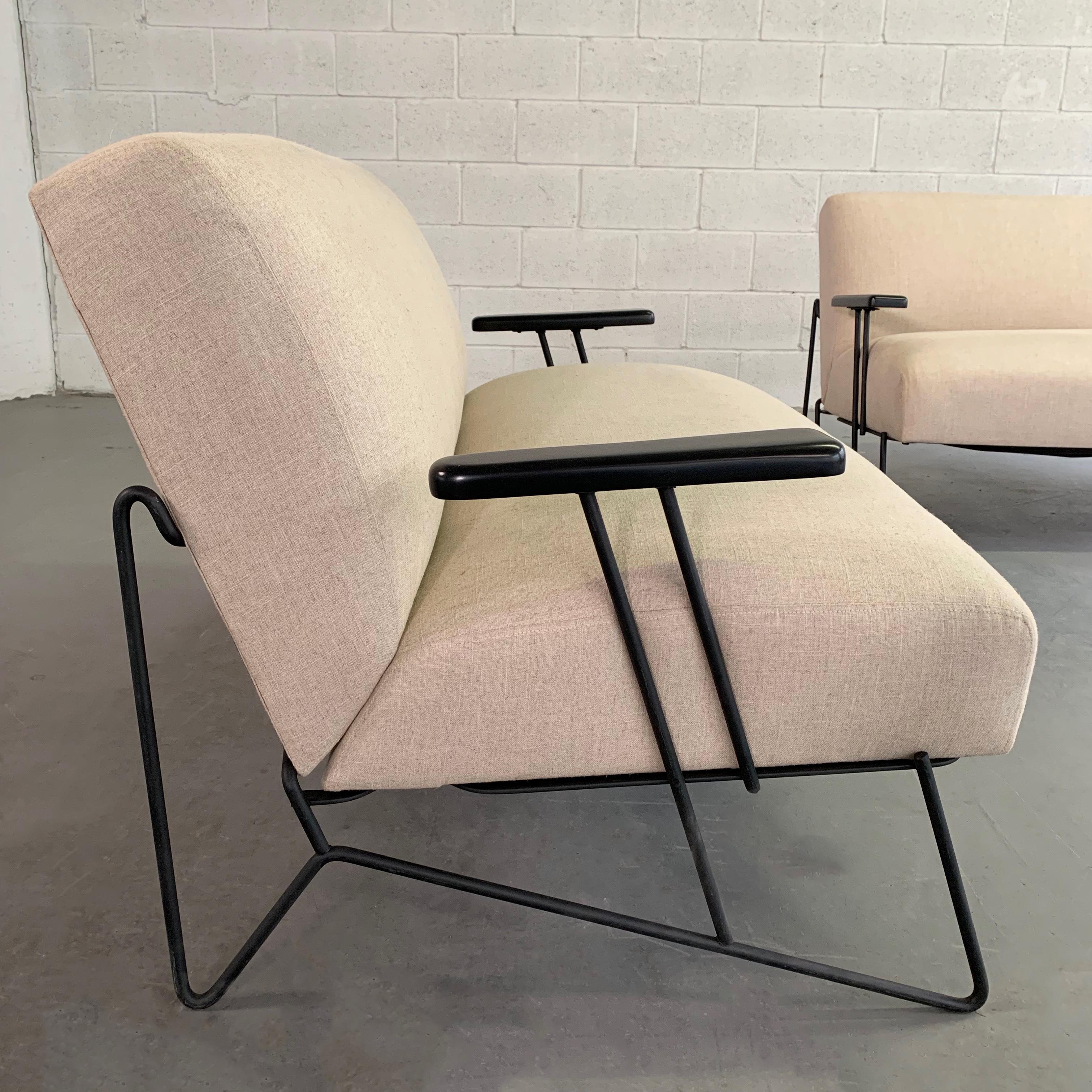 Dan Johnson for Pacific Iron Settees and Lounge Chair Set 2