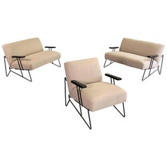 Dan Johnson for Pacific Iron Settees and Lounge Chair Set