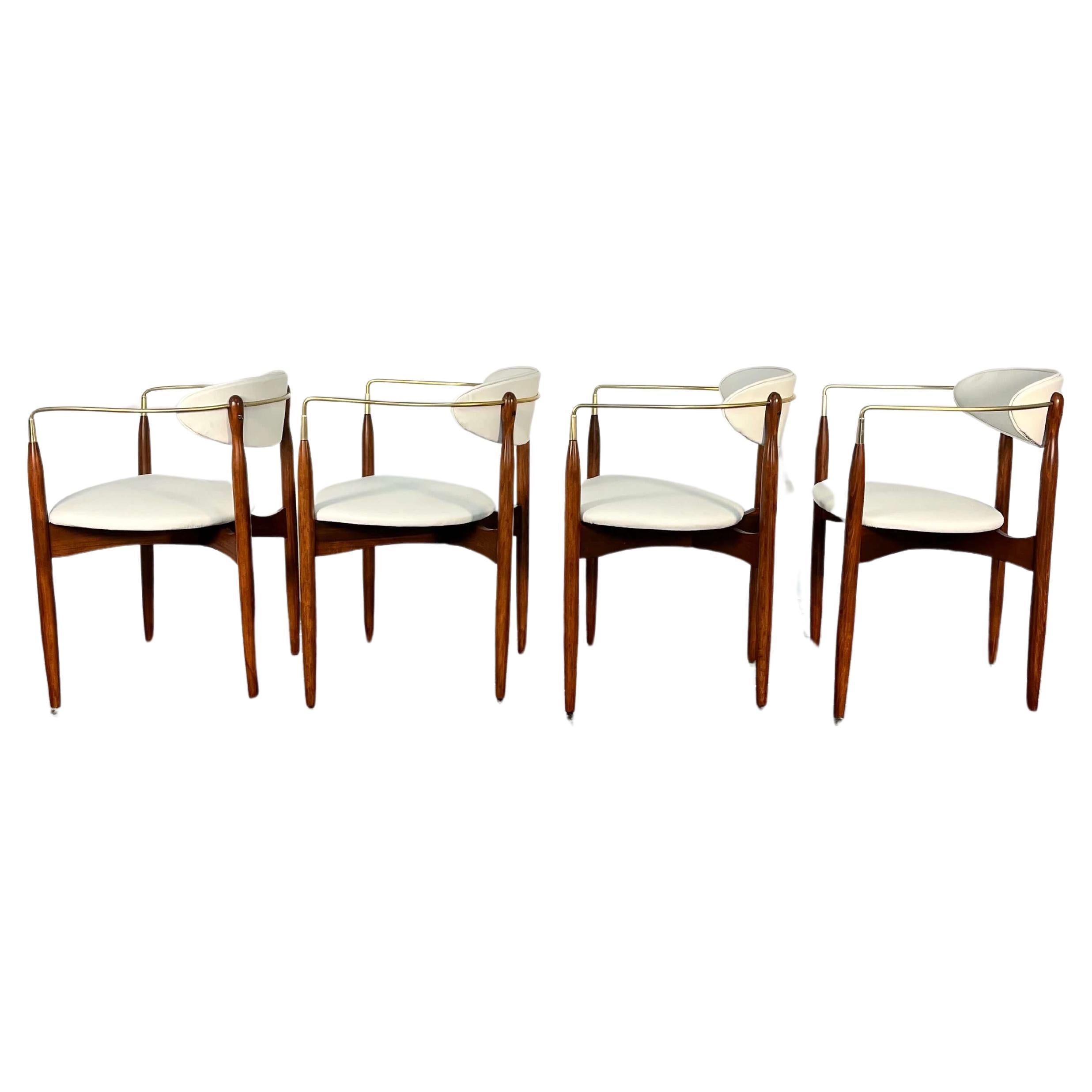 Dan Johnson for Selig Viscount Chairs in Leather Set of 4 For Sale