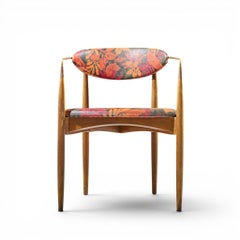 Dan Johnson for Selig Viscount Mid Century Brass and Walnut Chair