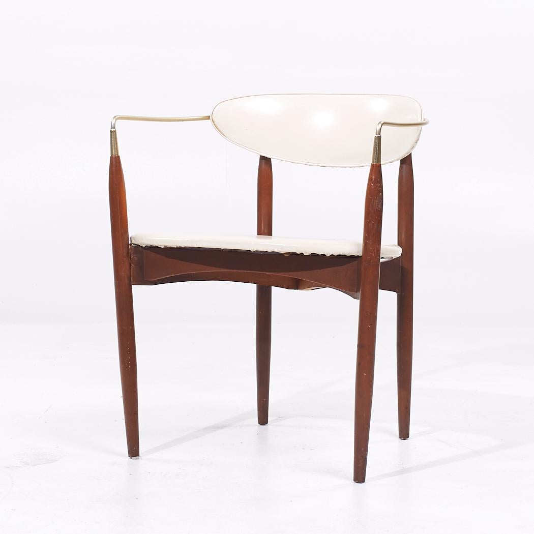 Mid-Century Modern Dan Johnson for Selig Viscount Mid Century Brass and Walnut Chair For Sale