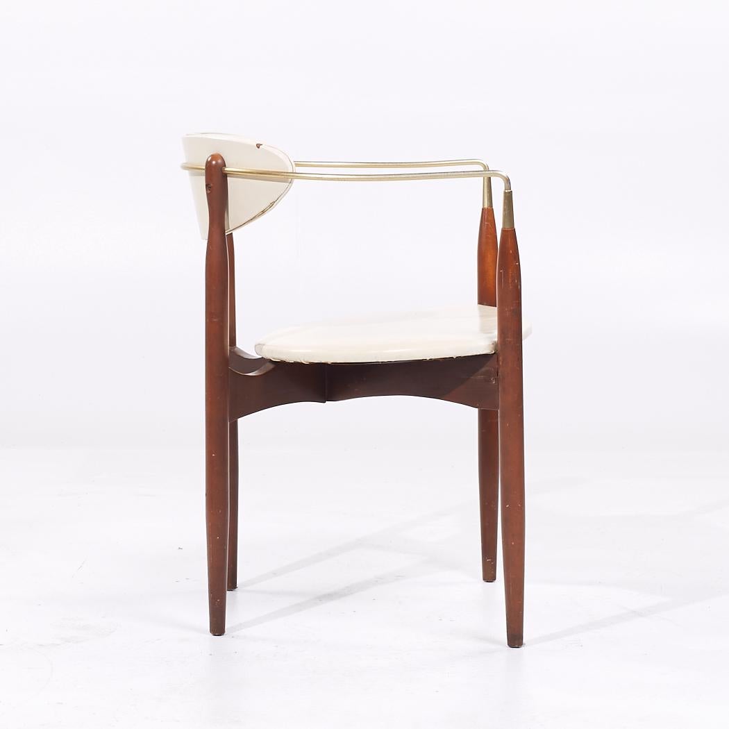 Dan Johnson for Selig Viscount Mid Century Brass and Walnut Chair For Sale 1