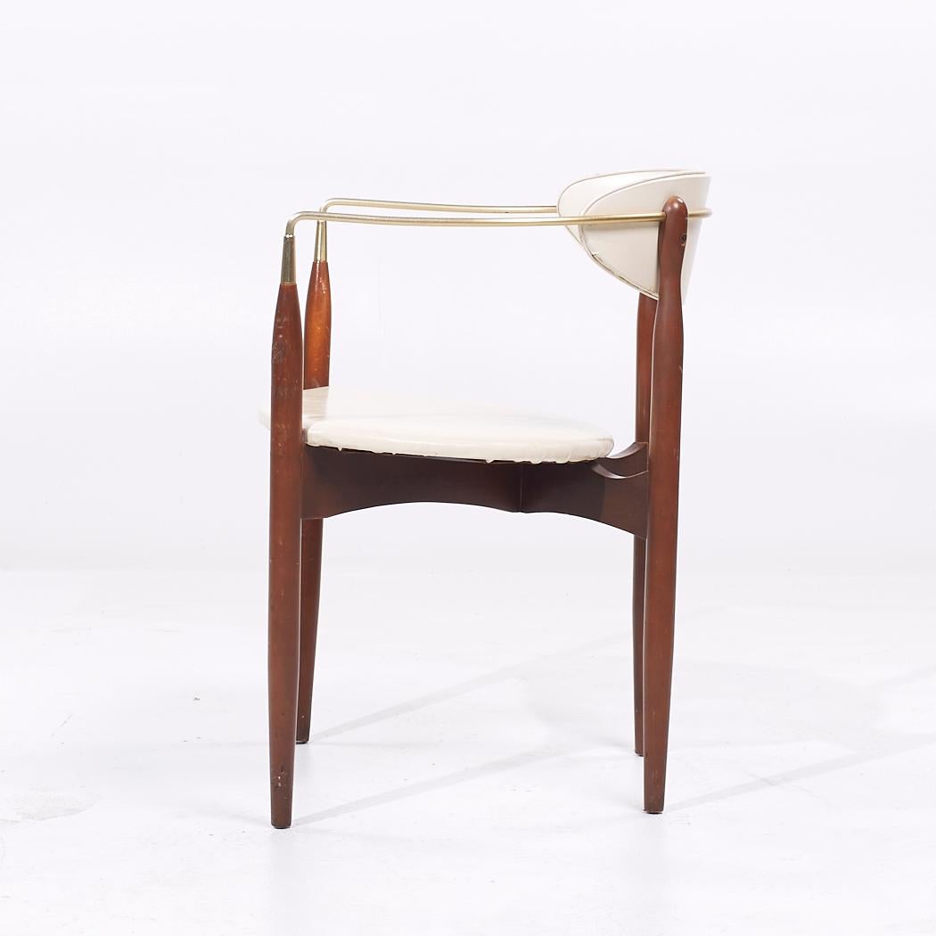 Dan Johnson for Selig Viscount Mid Century Brass and Walnut Chair For Sale 2