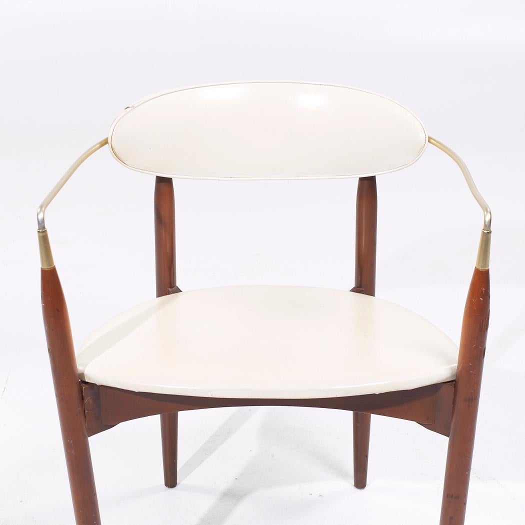 Dan Johnson for Selig Viscount Mid Century Brass and Walnut Chair For Sale 3