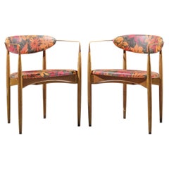 Dan Johnson for Selig Viscount Mid Century Brass and Walnut Chair - Pair