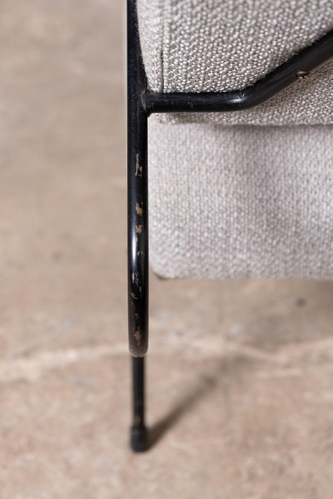 Dan Johnson Iron Lounge Chair with Bent Walnut Plywood Armrest For Sale 6