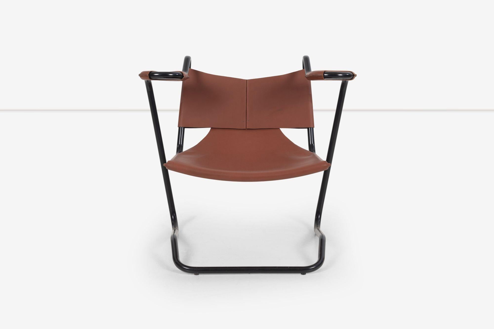 Dan Johnson Leder-Sling-Stuhl (Moderne der Mitte des Jahrhunderts) im Angebot