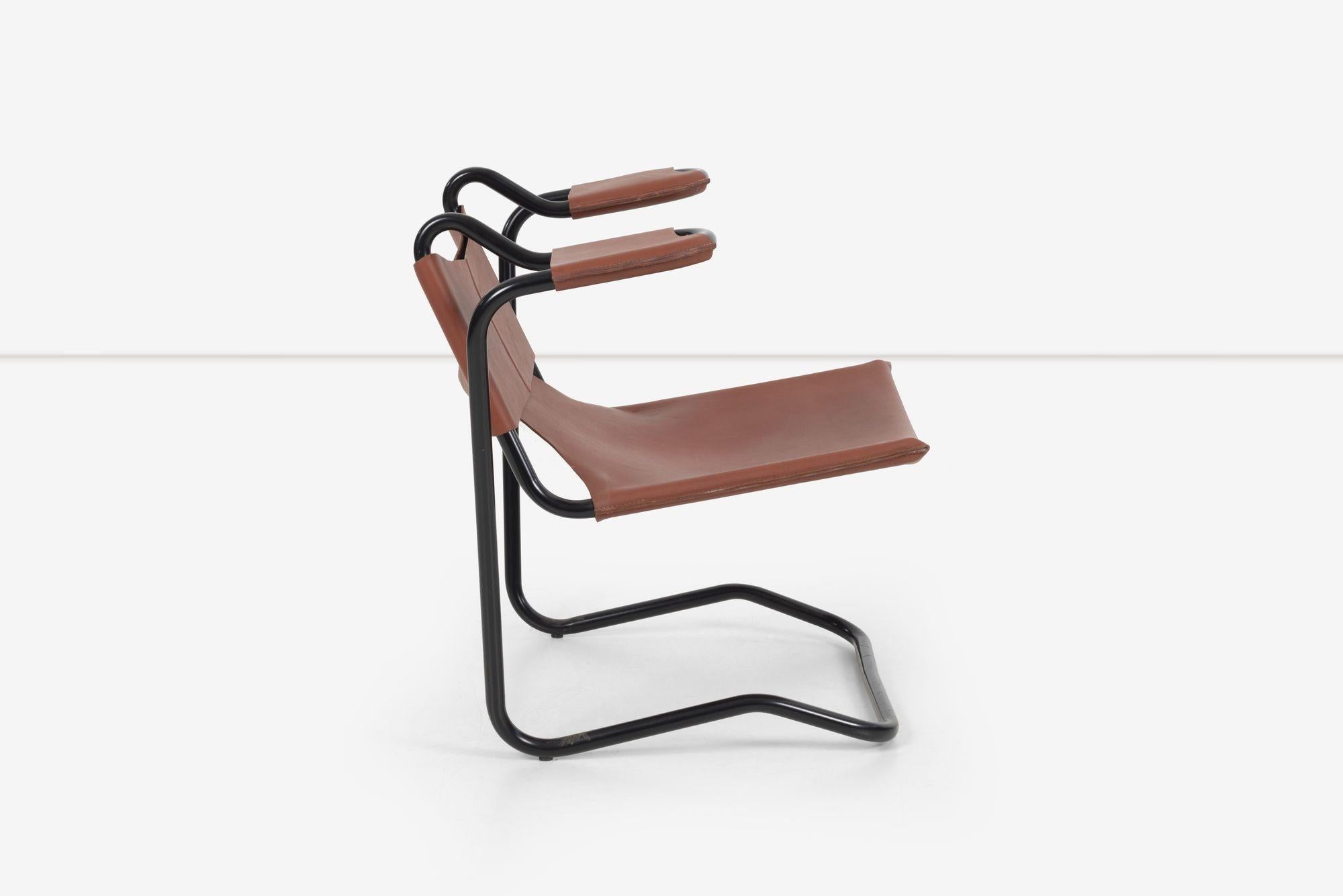 Dan Johnson Leder-Sling-Stuhl (Stahl) im Angebot