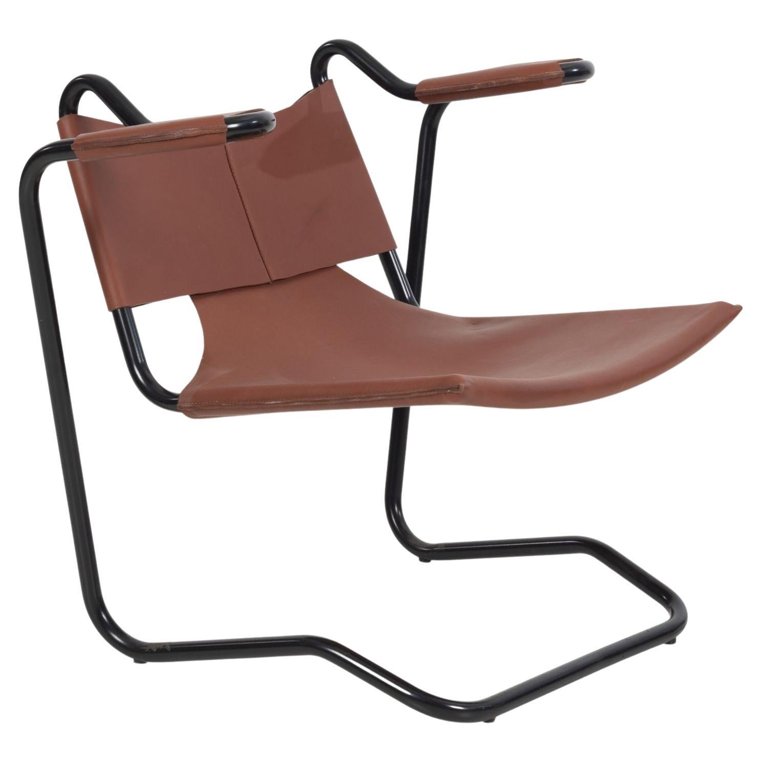 Dan Johnson Leather Sling Chair For Sale