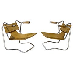 Dan Johnson Leather Sling Chairs, 1970