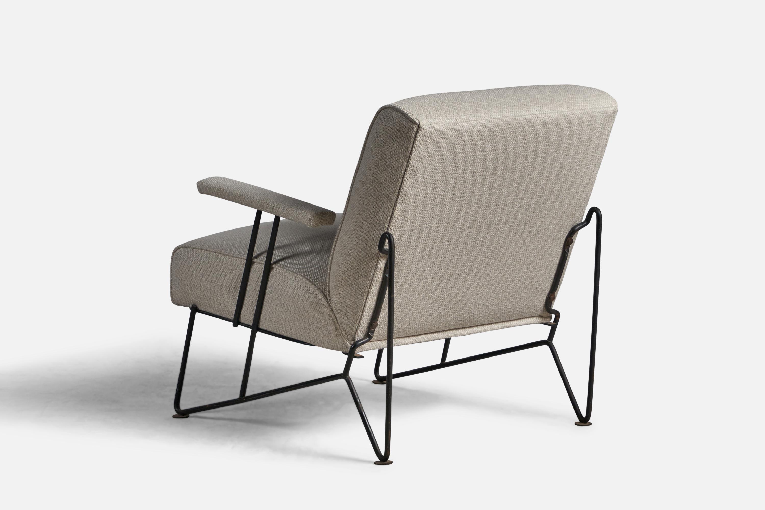 American Dan Johnson, Lounge Chair, Iron, Fabric, USA, 1950s For Sale