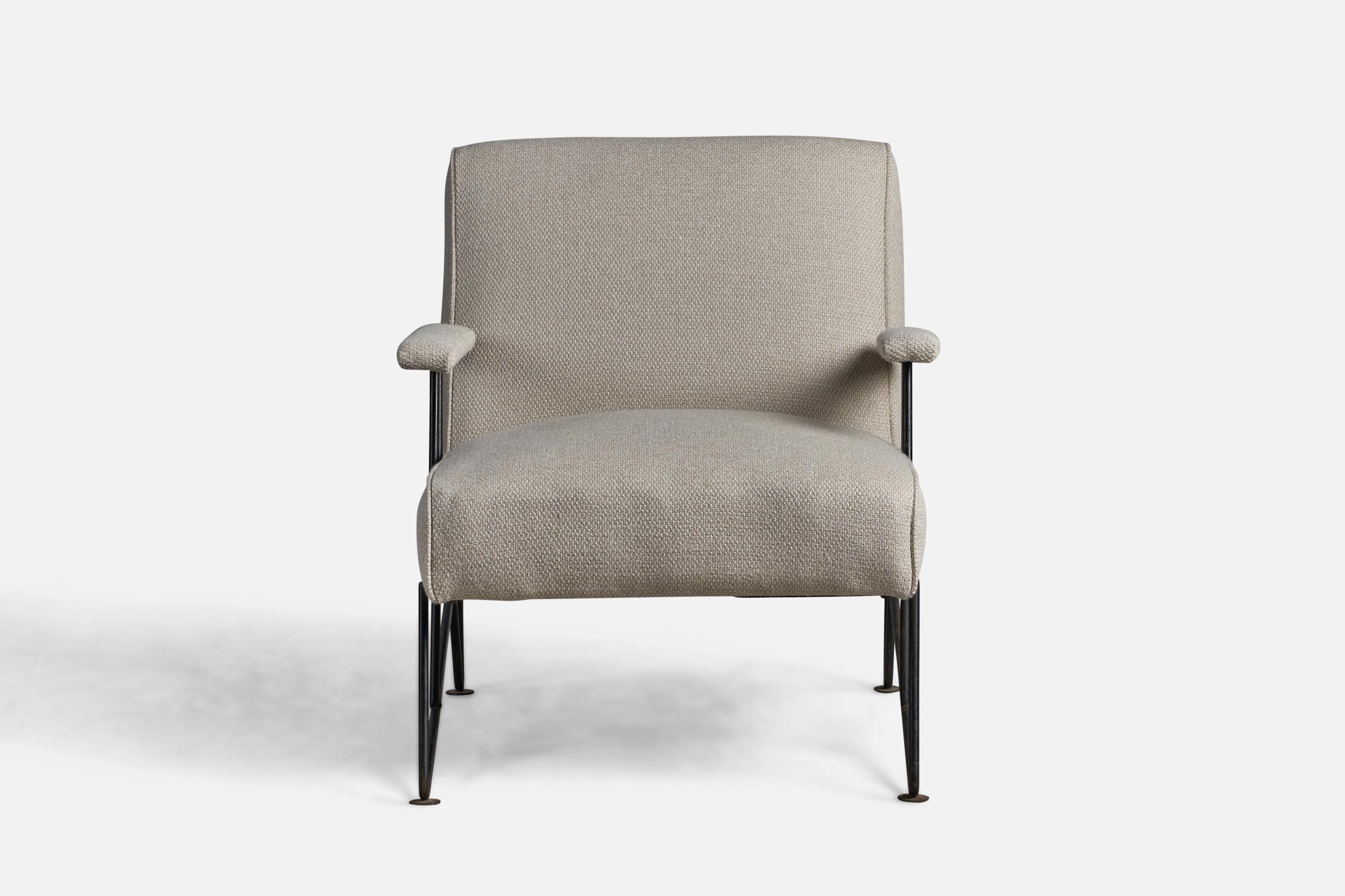 Mid-20th Century Dan Johnson, Lounge Chair, Iron, Fabric, USA, 1950s For Sale