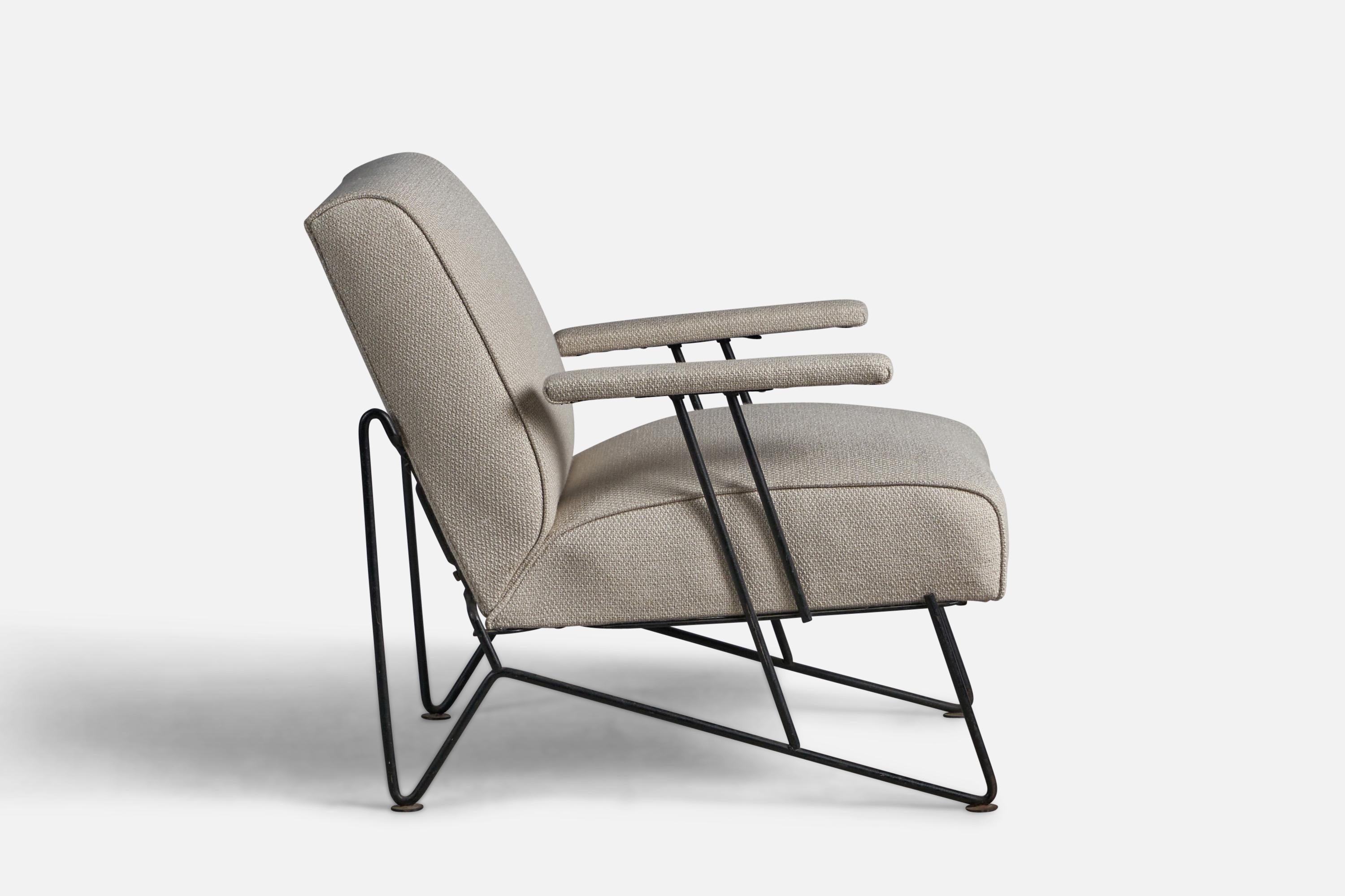 Dan Johnson, Lounge Chair, Iron, Fabric, USA, 1950s For Sale 1