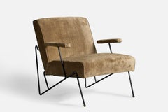 Dan Johnson, Lounge Chair, Iron, Velvet, USA, 1950s