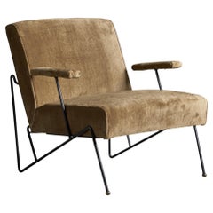 Dan Johnson, Lounge Chair, Iron, Velvet, USA, 1950s