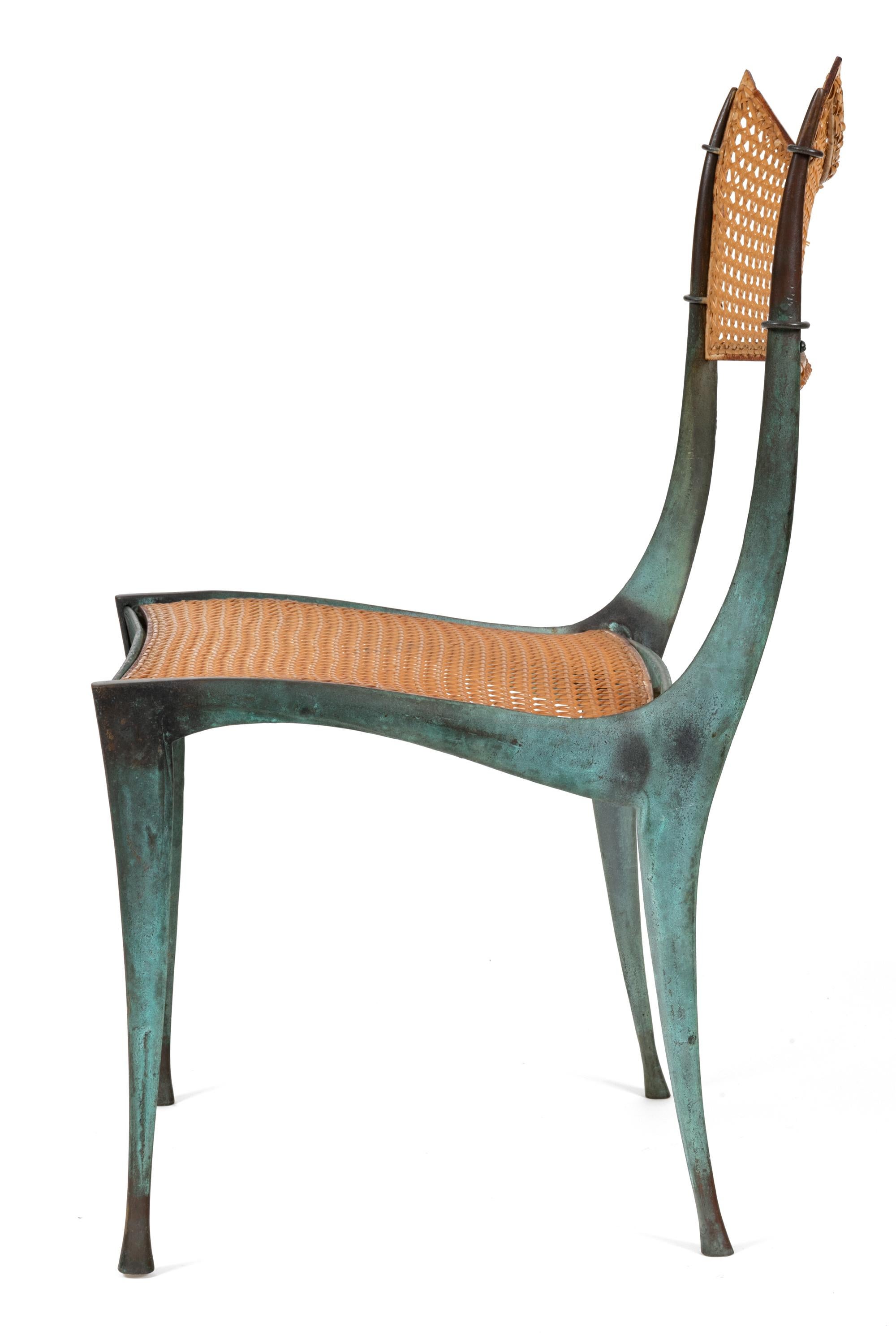 Mid-Century Modern Dan Johnson Patinated Bronze and Cane 