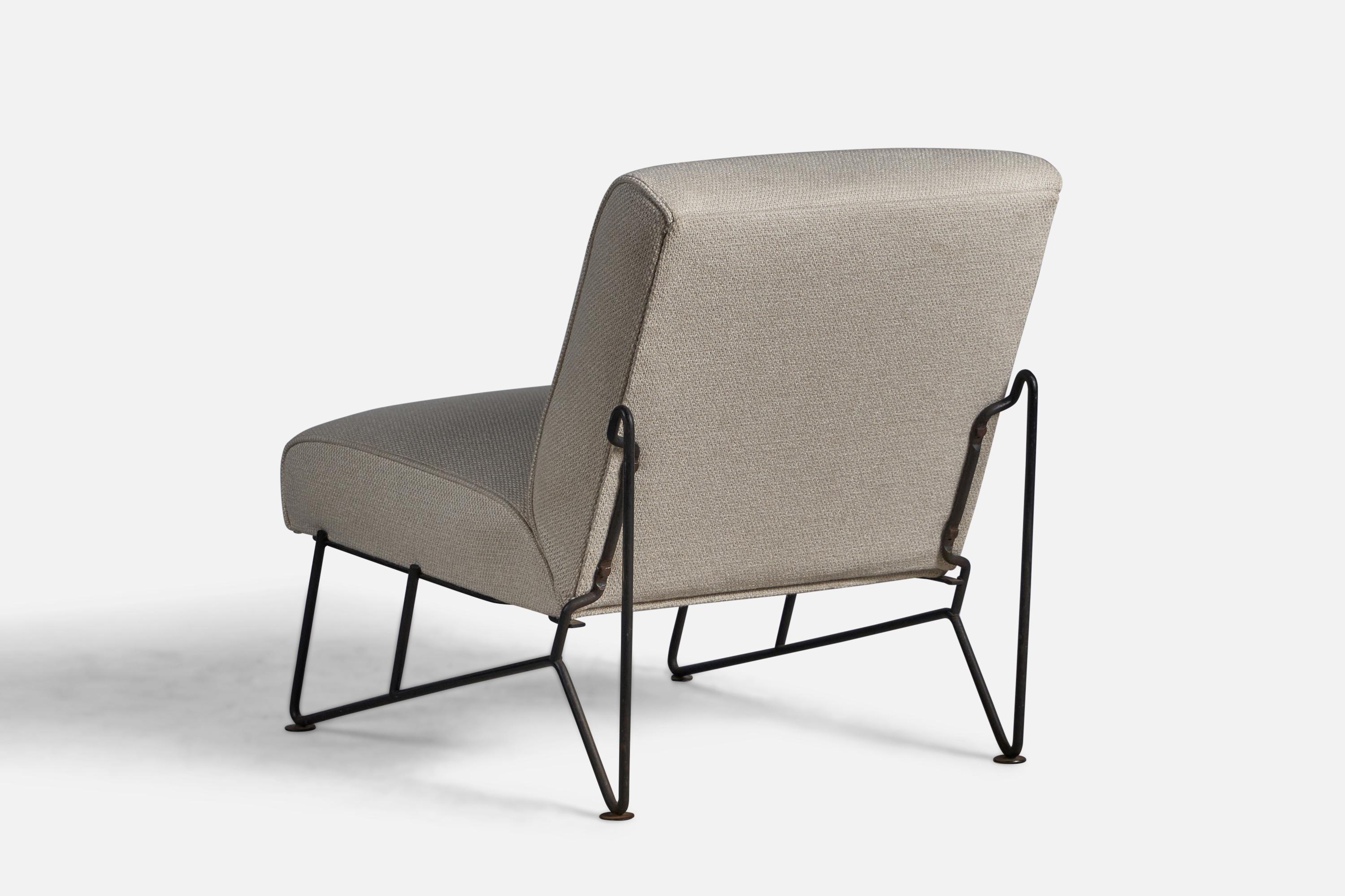 Mid-Century Modern Dan Johnson, Slipper Chair, Iron, Fabric, USA, 1950s For Sale