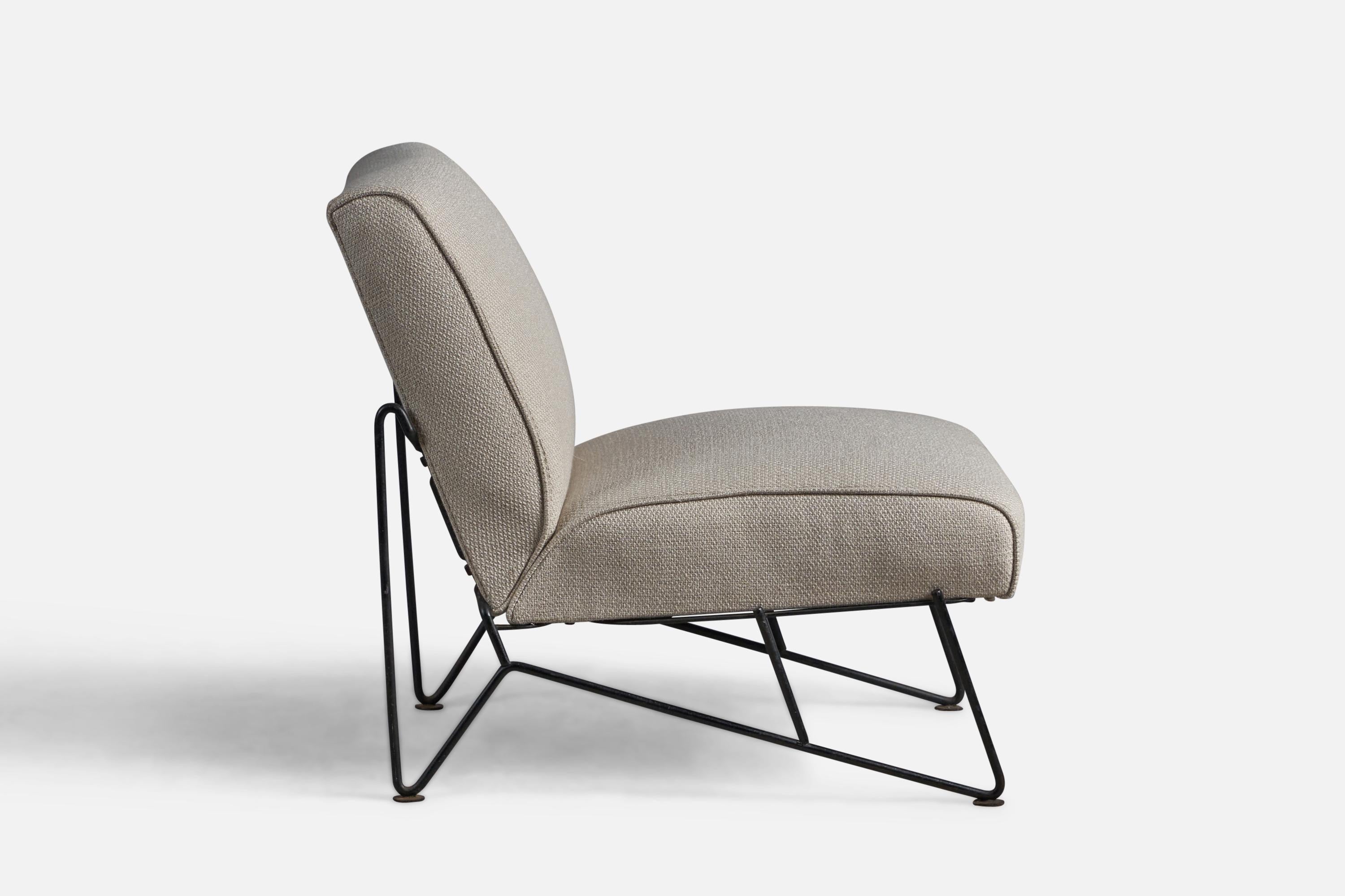 Mid-20th Century Dan Johnson, Slipper Chair, Iron, Fabric, USA, 1950s For Sale