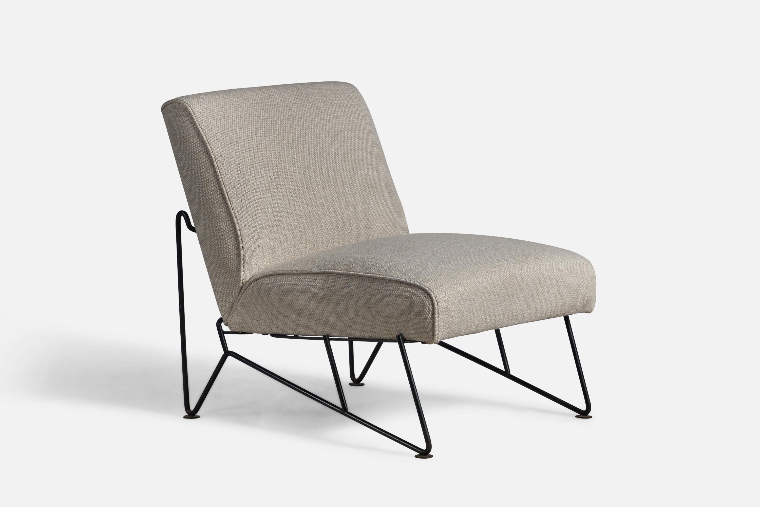 Dan Johnson, Slipper Chair, Iron, Fabric, USA, 1950s For Sale 1