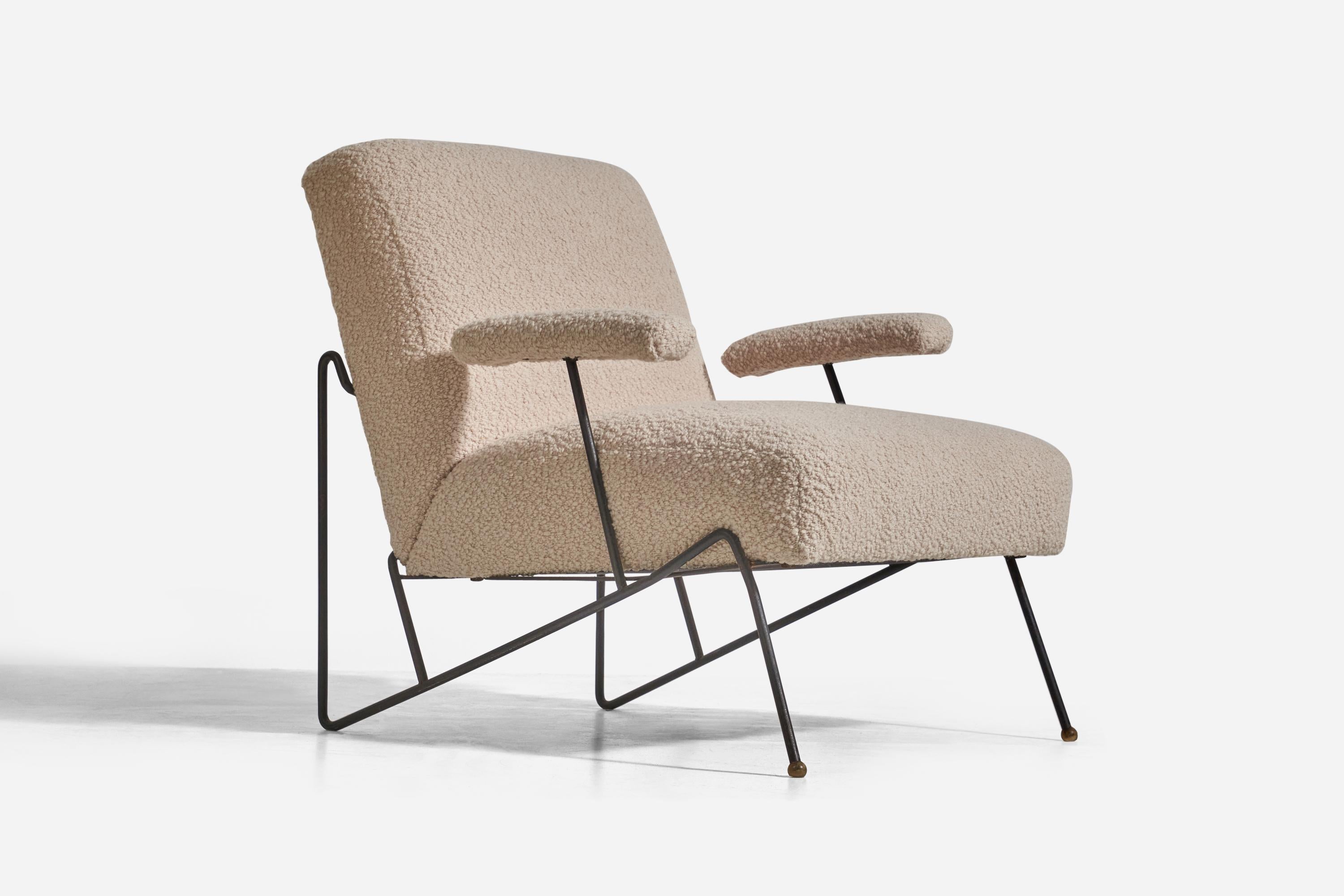 Mid-Century Modern Dan Johnson, Slipper Chair, Metal, Fabric, Pacific Iron, USA, 1950s