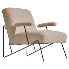 Dan Johnson, Slipper Chair, Metal, Fabric, Pacific Iron, USA, 1950s