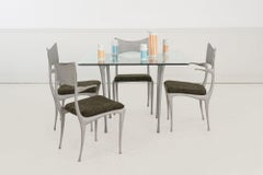 Juego de comedor de aluminio y cristal estilo Dan Johnson by Kessler Industries - Interior/Exterior