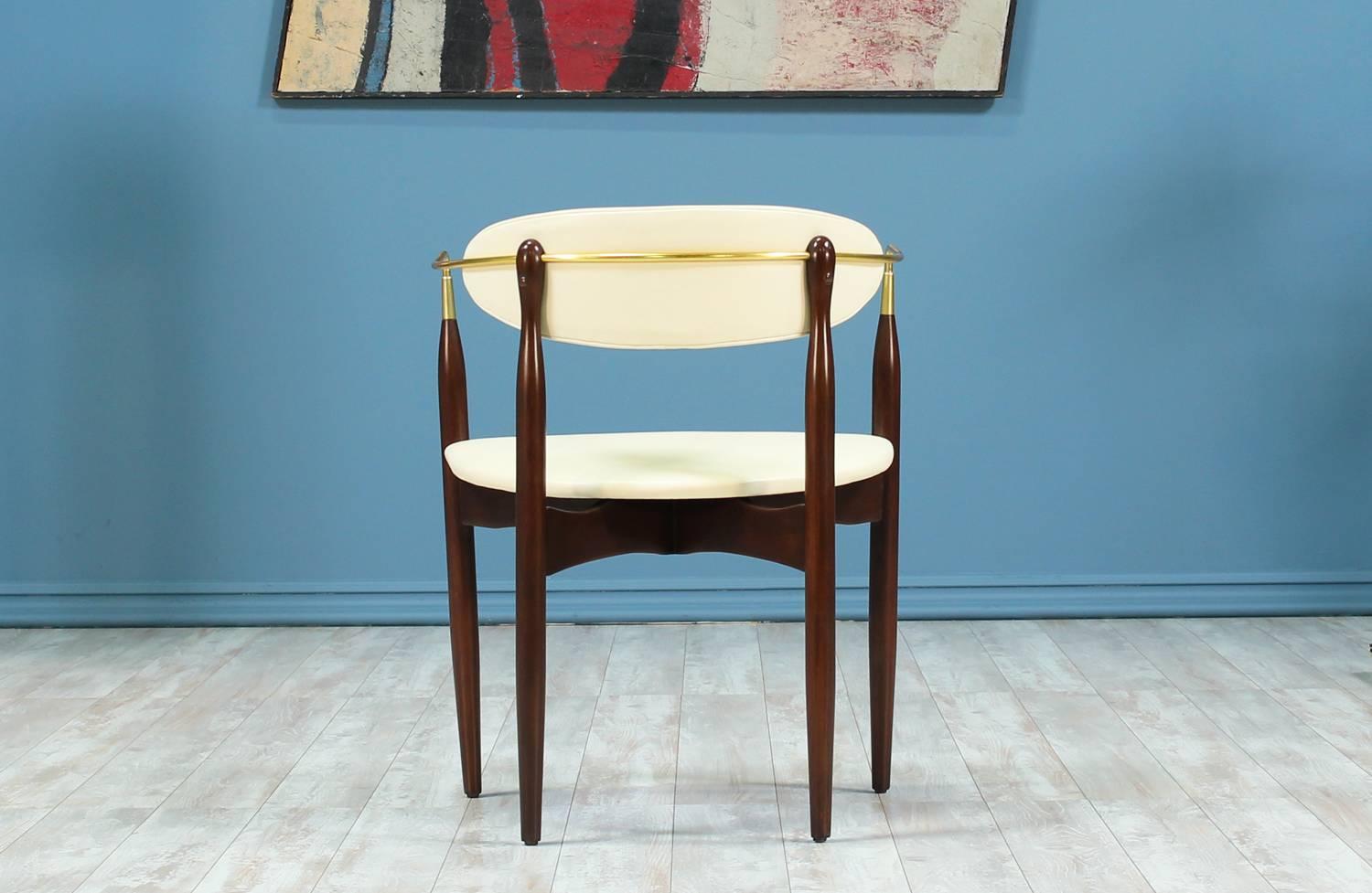 Dan Johnson “Viscount” Brass Accent Armchair for Selig In Excellent Condition In Los Angeles, CA