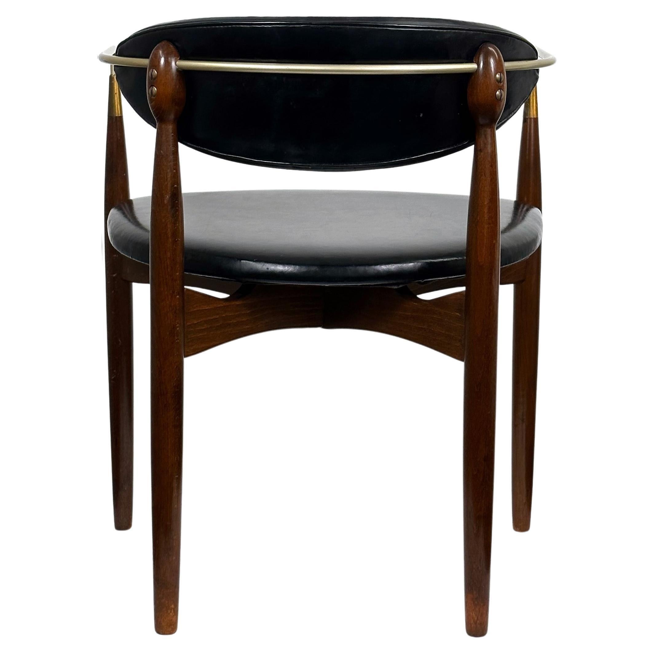 Dan Johnson 'Viscount' Chair for Selig in Teak and Brass 3