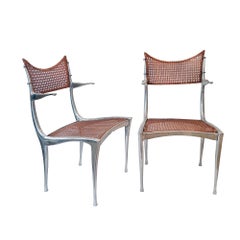 Fauteuils Gazelle en aluminium et cannage du milieu du siècle par Dan Johnson