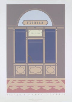 1985 After Dan Knowles 'Venice' Gray, Neutral, Blue United Kingdom Serigraph