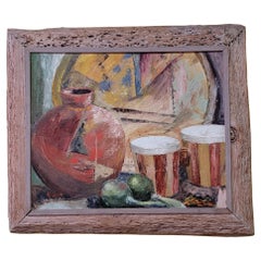 Vintage Dan LeGear Still Life Oil Painting Bongos & Maracas