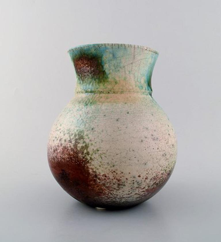 Scandinavian Modern Dan Leonette, Swedish Ceramist, Unique Ceramic Vase in Red Crystal Glaze