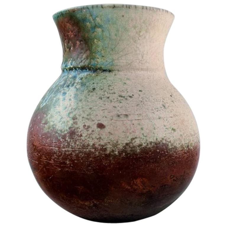Dan Leonette, Swedish Ceramist, Unique Ceramic Vase in Red Crystal Glaze
