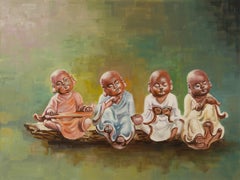 Dan Li Huile originale contemporaine sur toile "Little Spirit" (petit esprit)