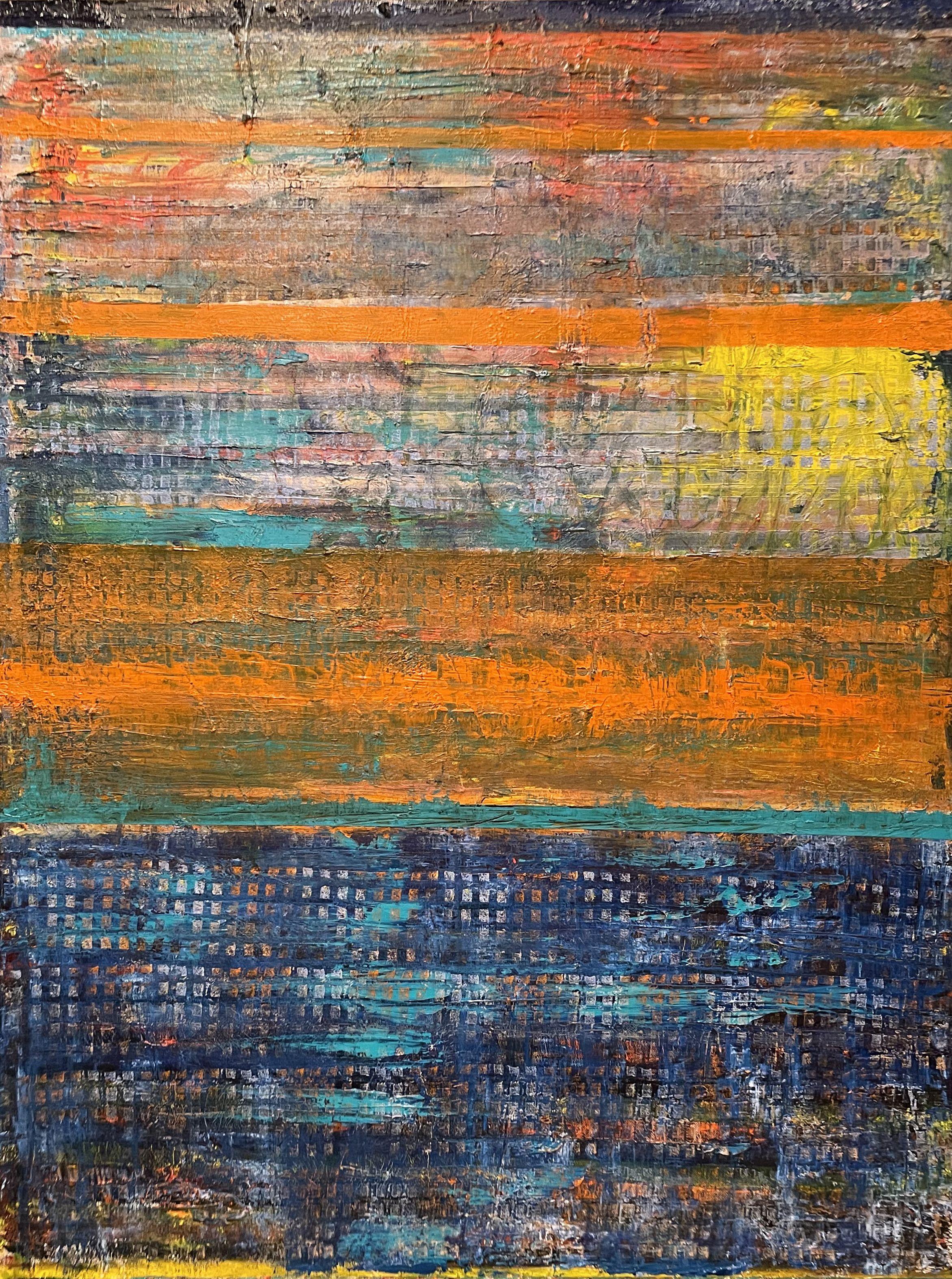 Abstract Painting di Dan Louth - River Rise, Pittura, Olio su tela