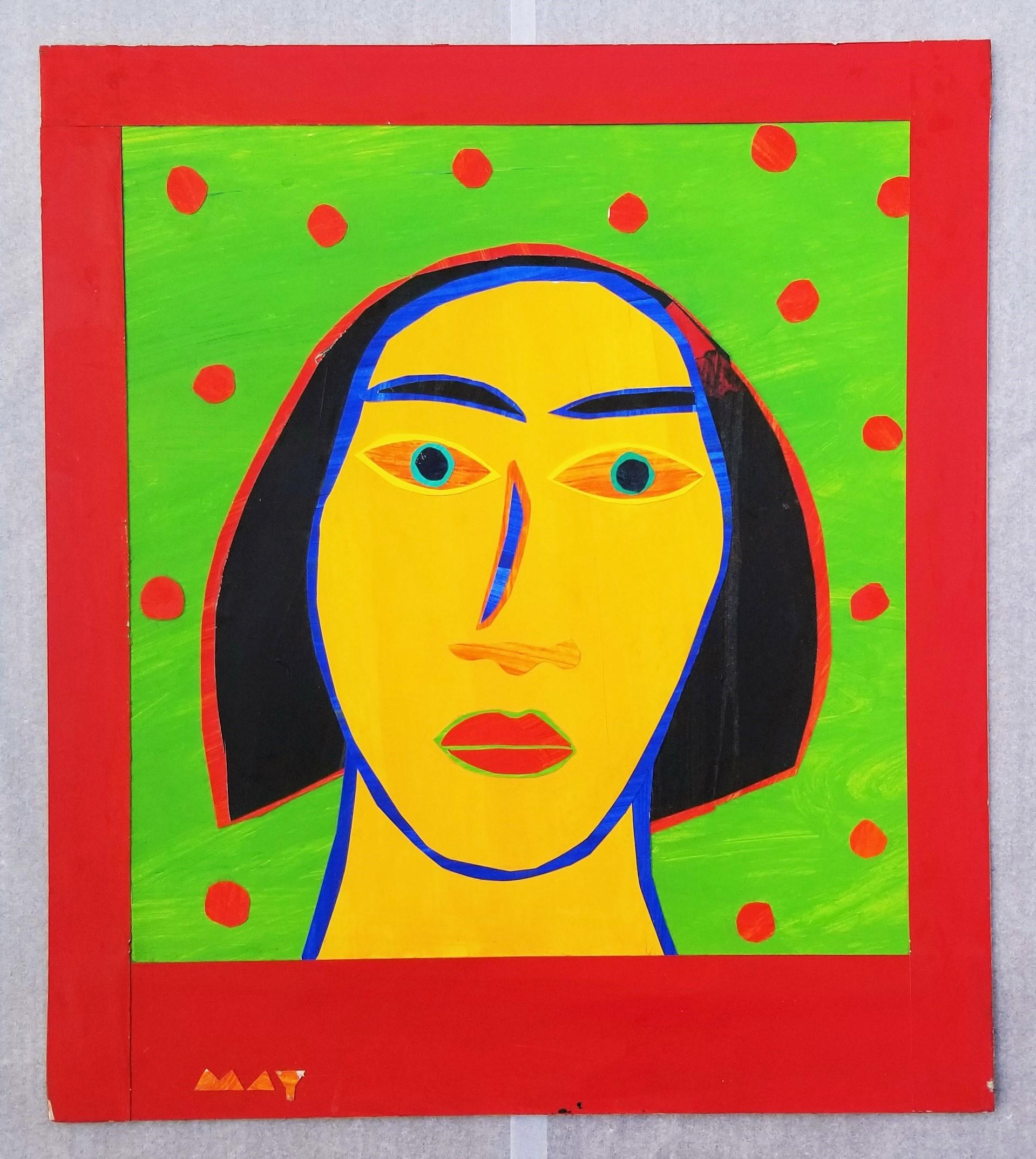 Ritratto di ragazza /// Ritratto d'arte contemporanea Pop Art Pittura colorata americana - Mixed Media Art Contemporaneo di Dan May