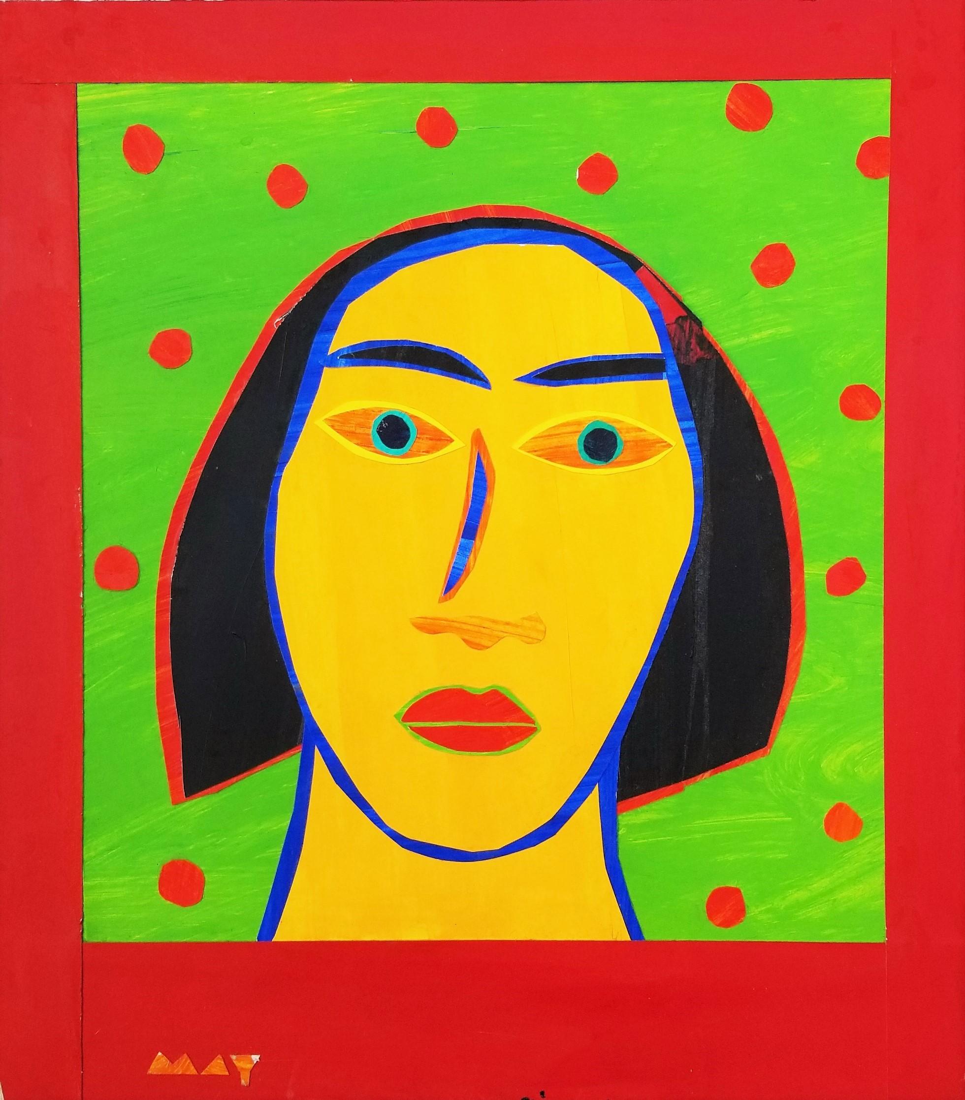 Portrait of a Girl /// Contemporary Pop Art Portrait Painting Colorful American - Mixed Media Art by Dan May